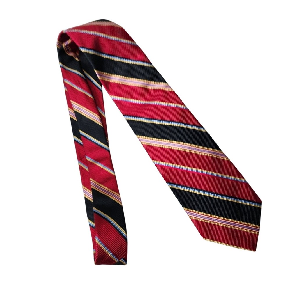 Robert Talbott Classic Handsewn Silk Tie Red Black Stripe Necktie Preppy USA